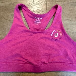 Peloton Pink Racerback Sports Bra - Make Waves Logo